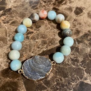 Semi precious stone stretch bracelet